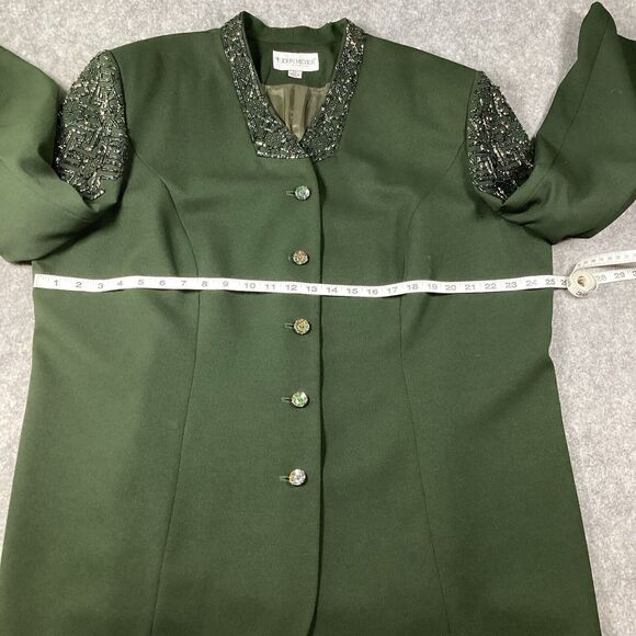 John Meyer Of Norwich Oversized Jacket Green Embroidery Beaded Embellish VTG 22W - Picture 9 of 15
